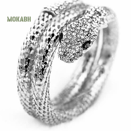 Vòng Đeo Tay Hình Rắn Đính Đá Co Giãn Phong Cách Punk Cổ Điển