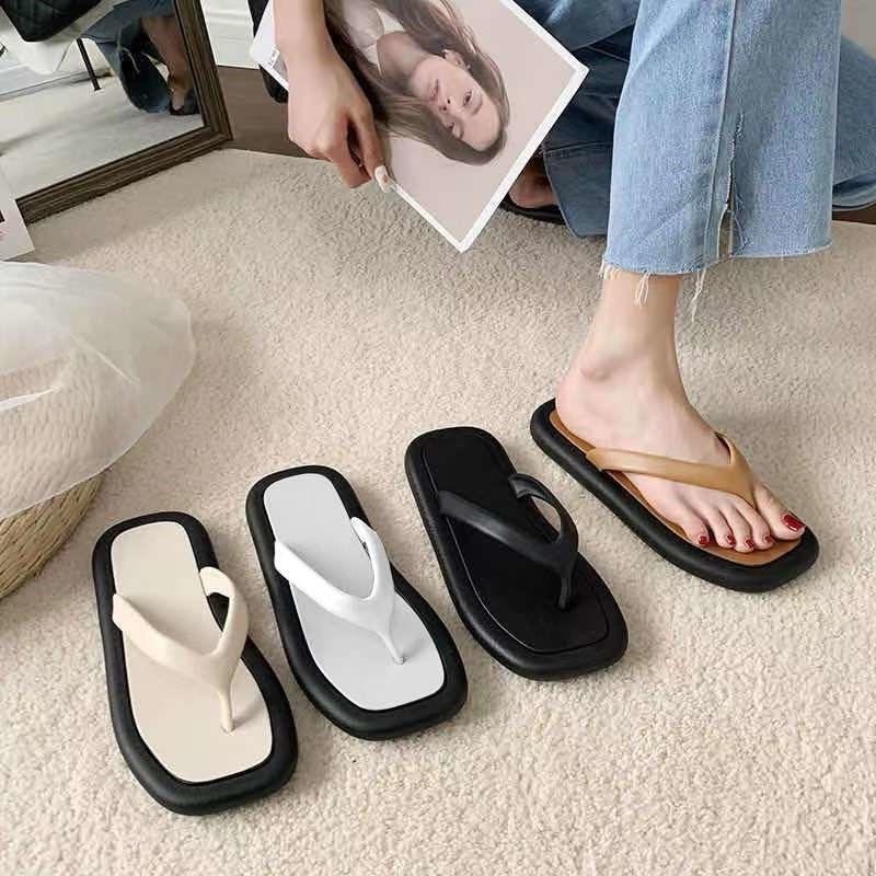 Dép Xỏ Ngón Đế Bằng Chống Trượt Thời Trang Mùa Hè Cho Nam Và Nữ Bên ngoài dép lê nữ mang giày bãi biển, giày xăng đan trong nhà, đế mềm chống trơn chữ Nhân,