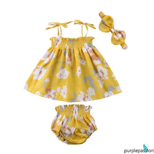 Bộ Trang Phục 3 Món Họa Tiết Hoa Xinh Xắn Cho Bé Gái