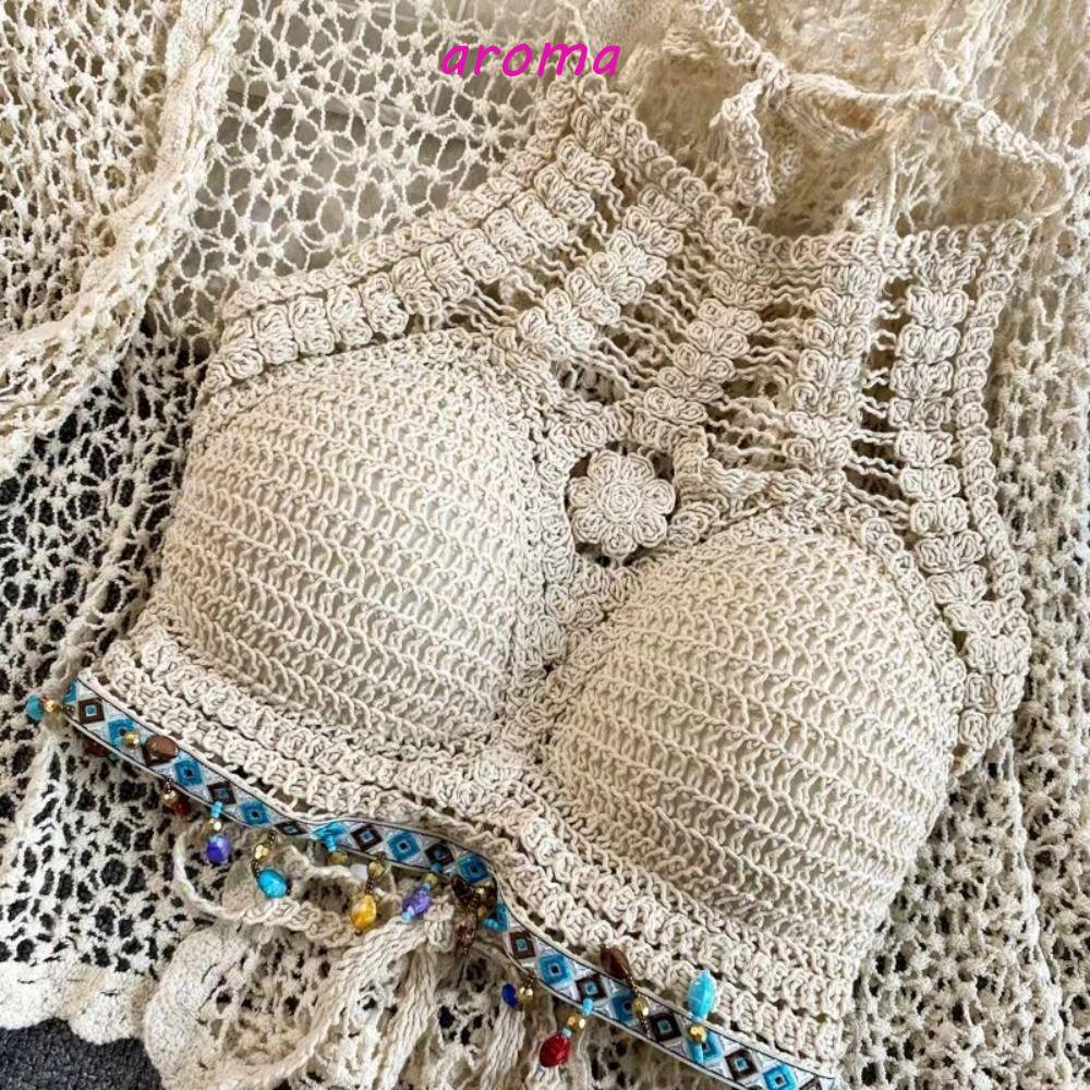 Bộ Đồ Bơi Hai Dây Co Giãn Không Tay Thêu Họa Tiết Thời Trang Mùa Hè Cho Nữ