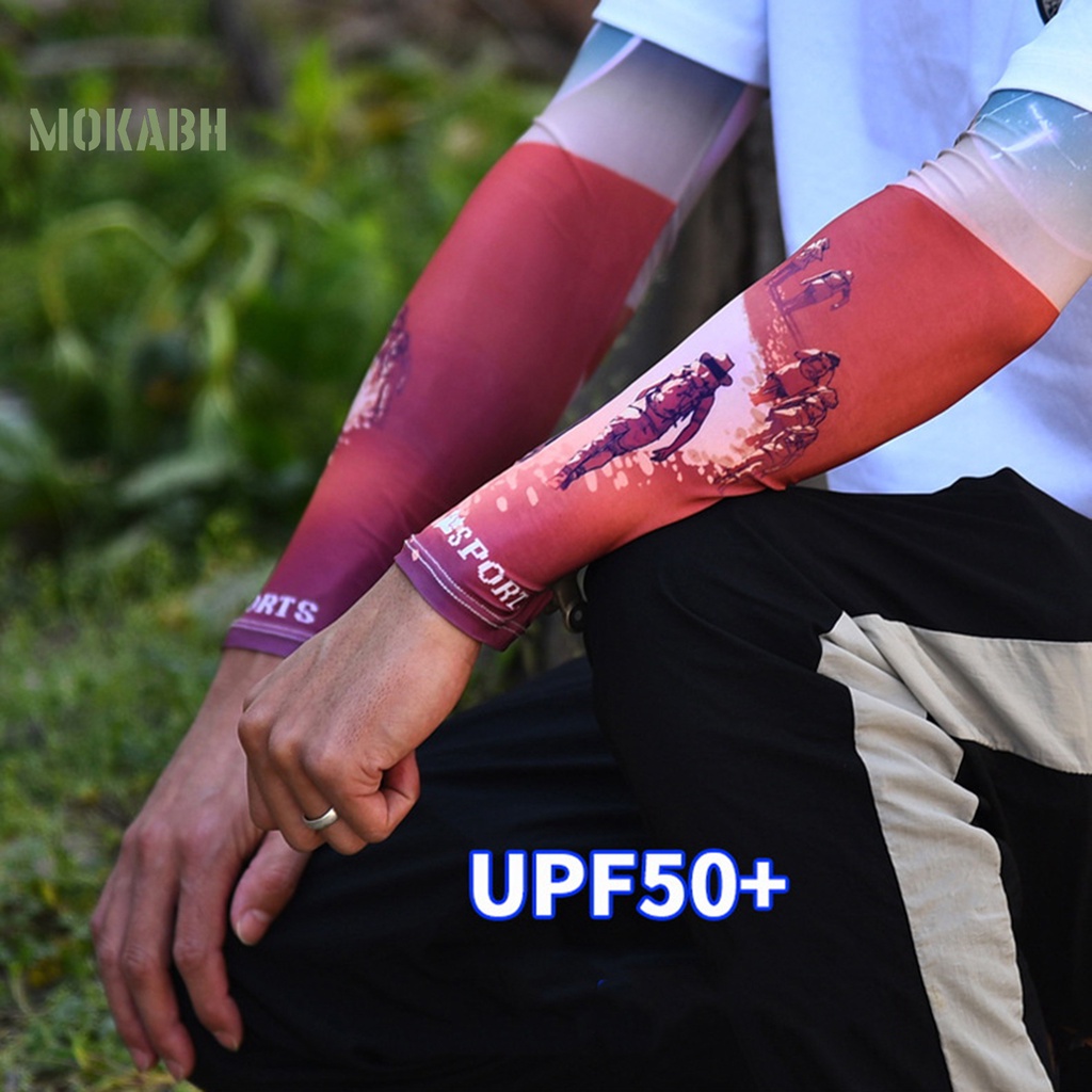 Găng Tay Chống Nắng Bằng Lụa Lạnh Co Giãn Thoáng Khí In Họa Tiết Thời Trang Cho Nam Và Nữ