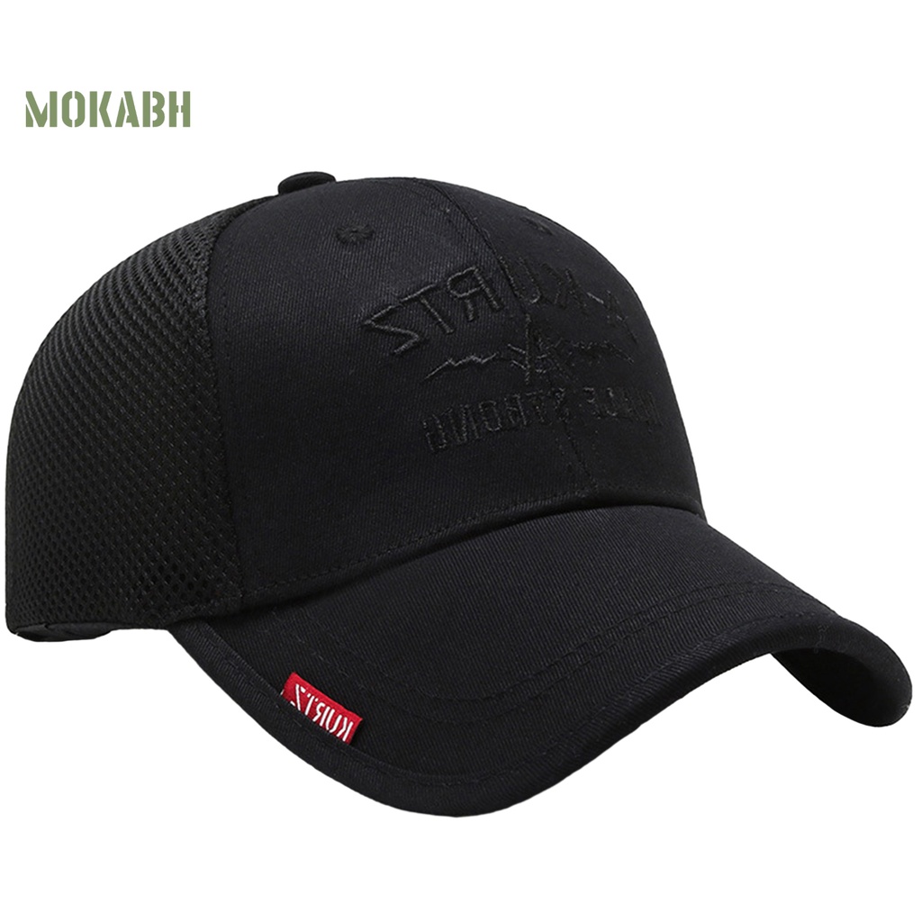 [Mok Abh] Mũ Lưỡi Trai Phối Lưới Thoáng Khí Hình Chữ Cái Sành Điệu Nâng Cao Khuôn Mặt Chống Nắng Cho Nam