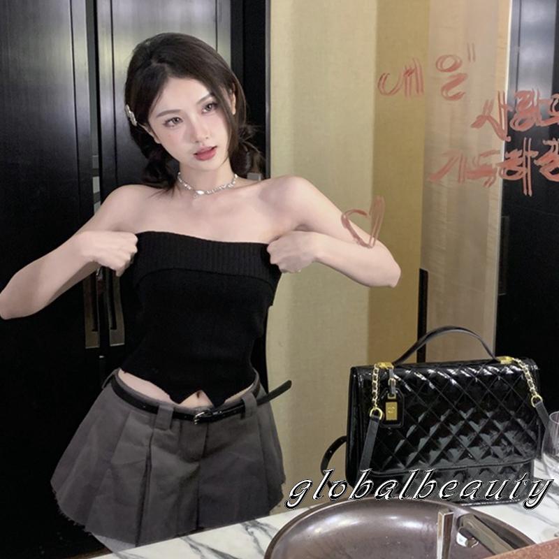 Áo Ống Dệt Kim Không Tay Màu Sắc Đơn Giản Cho Nữ