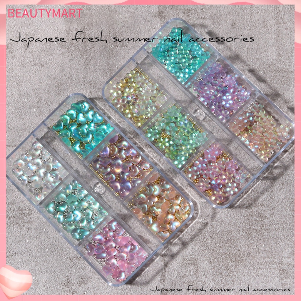 Hạt Thép Mini Hình Trái Tim 3D Nhiều Màu Trang Trí Móng Nghệ Thuật DIY