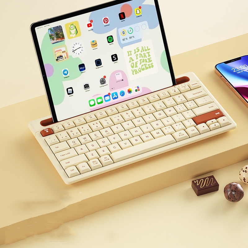 Bàn Phím Không Dây bluetooth 79 Phím Có Giá Đỡ Cho windows android laptop notebook