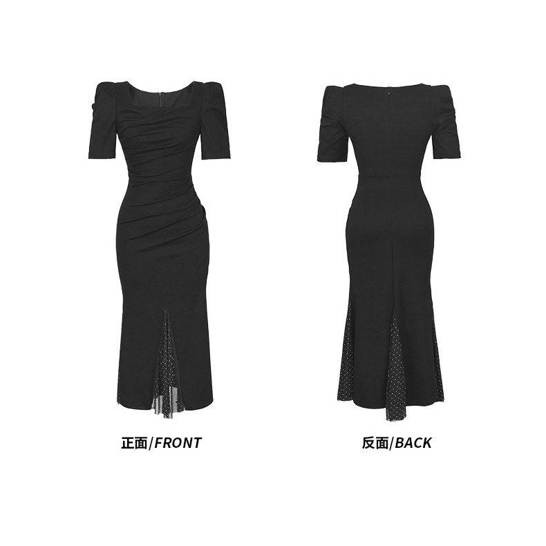 Đầm Đuôi Cá Cổ Vuông Tay Phồng Phong Cách Pháp Thời Trang Mùa Hè 2023 Mới