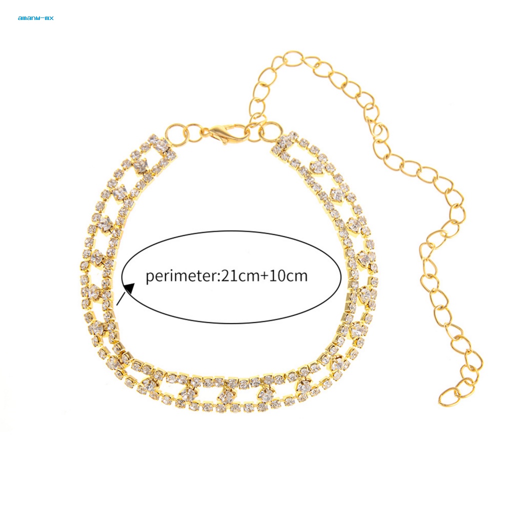 1 Lắc Chân Không Phai Màu Đính Đá Lấp Lánh Có Thể Điều Chỉnh Kích Thước