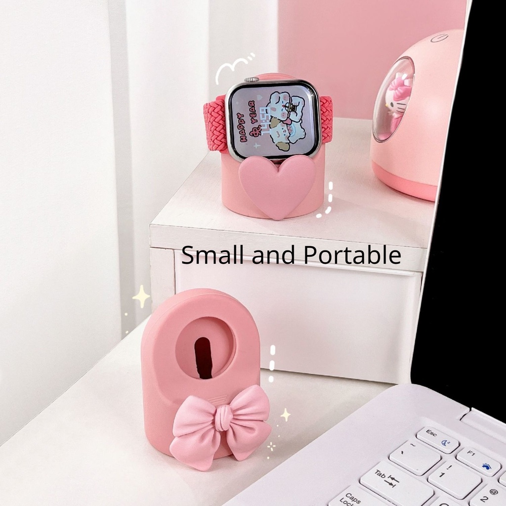 Đế Sạc Silicone Hình Nơ Cho Đồng Hồ Thông Minh Apple Watch Ultra se Series 8 7 6 5 4 3 2 1