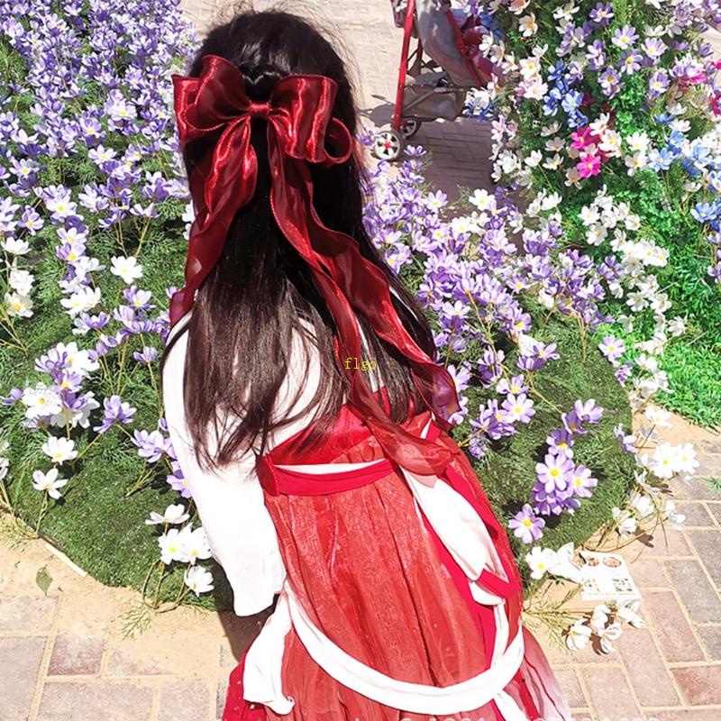 Kẹp Tóc Nơ Lớn 3 Lớp Màu Trơn Lấp Lánh Phong Cách Vintage