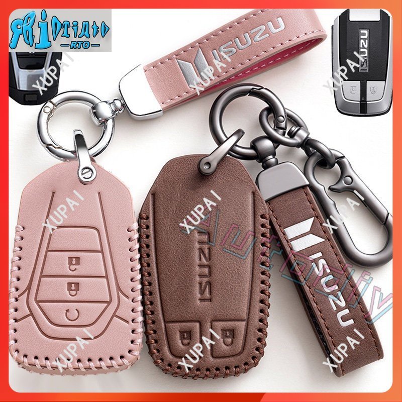 Rto [Sẵn sàng] Hộp đựng chìa khóa da ISUZU cho ISUZU X Series Dmax Mux 2021 D-max MU-X 3.0 Mux 3 nút