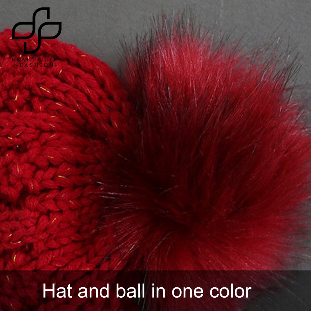 Mũ beanie Trùm Đầu Kèm Quả Cầu Bông Xinh Xắn Cho Nữ