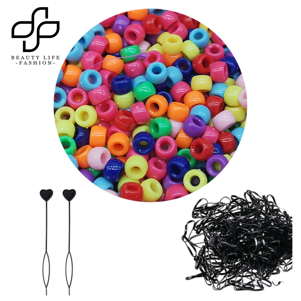1 Bộ Hạt Xỏ Vòng Tay / Dây Thun Nhiều Màu Với Lỗ To Làm Trang Sức Nghệ Thuật