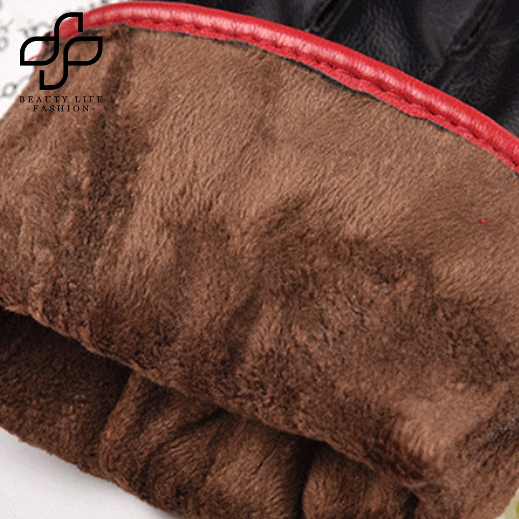 1 Đôi Găng Tay Da Giả Lót Lông Dày Dặn Chống Lạnh Có Thể Chạm Màn Hình Cảm Ứng Thời Trang Thu Đông Cho Nữ Ou