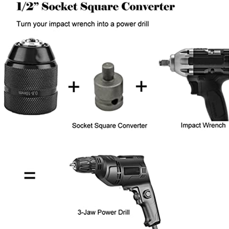 Đầu Kẹp Mũi Khoan 0.8-10Mm 3 / 8Inch-24 1 / 4Inch Hex 1 / 2Inch