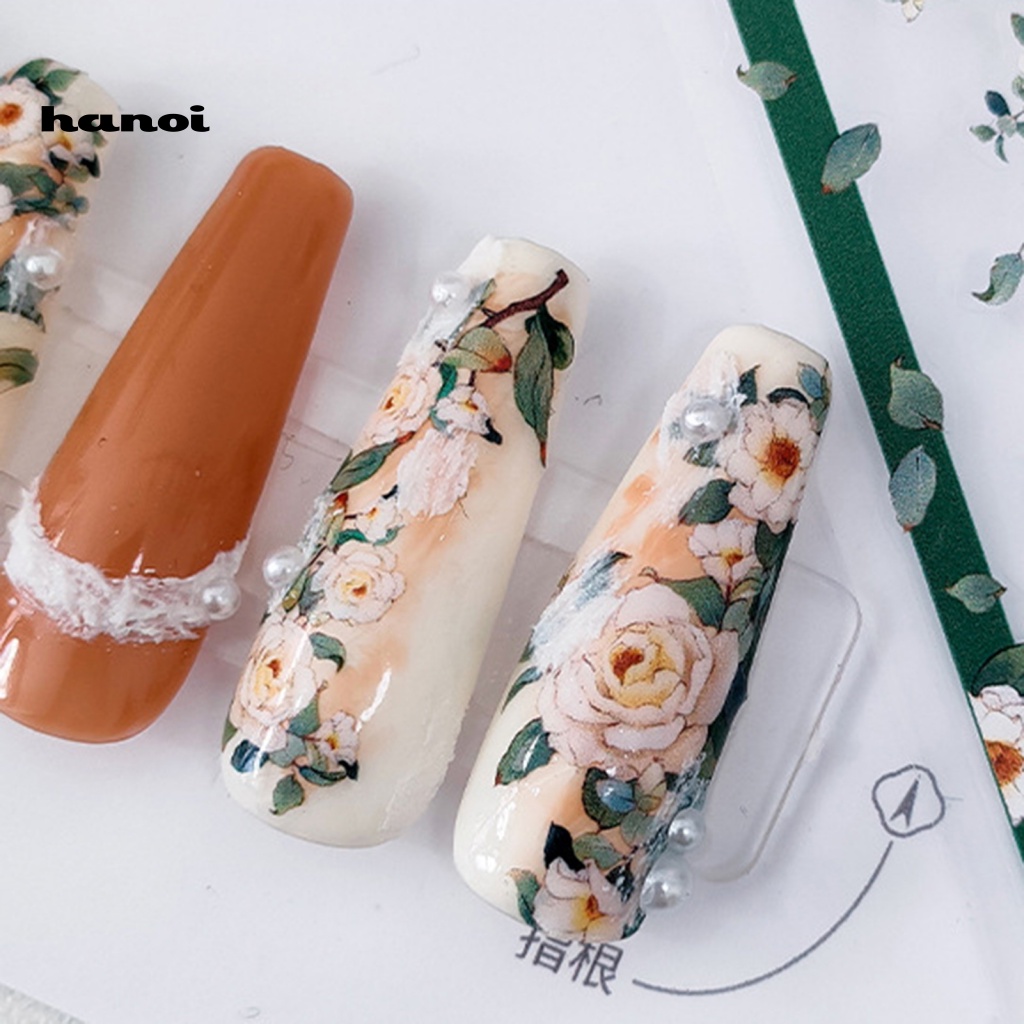 Miếng Dán Móng Tay Tự Dính Không Phai Siêu Mỏng Họa Tiết Hoa Phong Cách Nhật Bản Cho Nữ