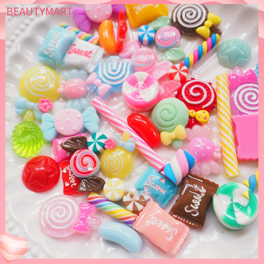 Set 30 / 50 / 100 Phụ Kiện Trang Trí Móng Tay 3D Bằng Nhựa Acrylic Mềm DIY