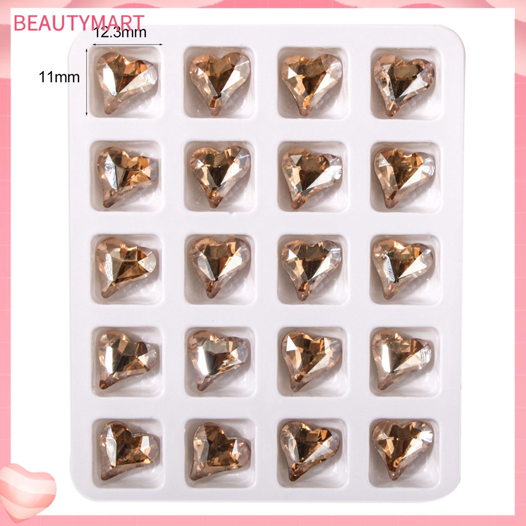 Set 20 Phụ Kiện Trang Trí Móng Tay Nghệ Thuật Hình Trái Tim 3D Không Phai Màu Sắc