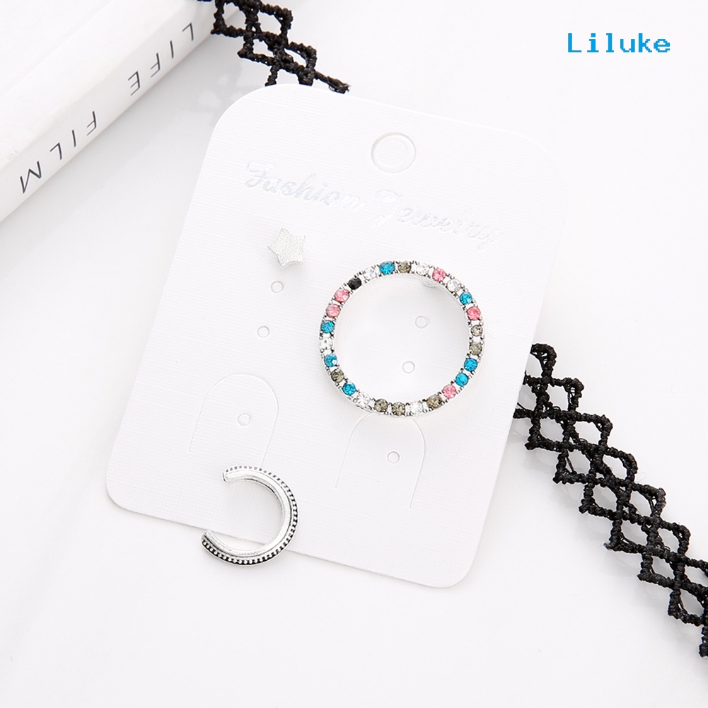 Bộ 3 Khuyên Vành Tai Đính Đá Thời Trang Nữ Tính