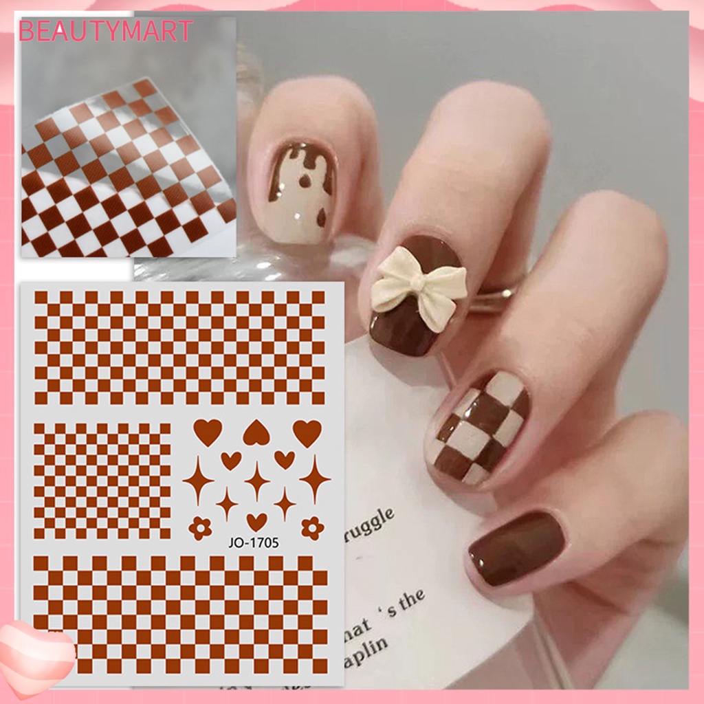 [beautymart] Miếng Dán Trang Trí Móng Tay Tự Dính Họa Tiết Tinh Tế Có Thể Tháo Rời Dễ Sử Dụng