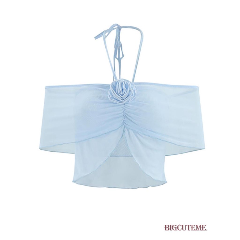 Áo Crop Top Tay Ngắn Trễ Vai Buộc Dây Họa Tiết Hoa Thời Trang Mùa Hè Cho Nữ