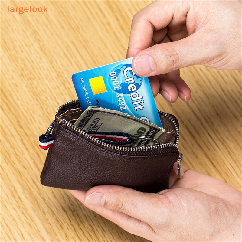 Ví Da Mini Đựng Tiền Xu / Thẻ Có Khóa Kéo Thời Trang Cho Nam