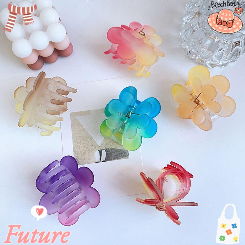 Kẹp Tóc Càng Cua Bằng Acrylic Màu Sắc Ngọt Ngào Họa Tiết Hoa Xinh Xắn