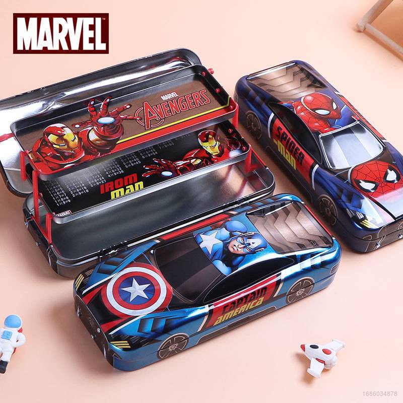 Hộp Đựng Bút Ba Tầng Hình Siêu Anh Hùng Marvel Người Nhện Mickey Người Sắt Bánh Xe