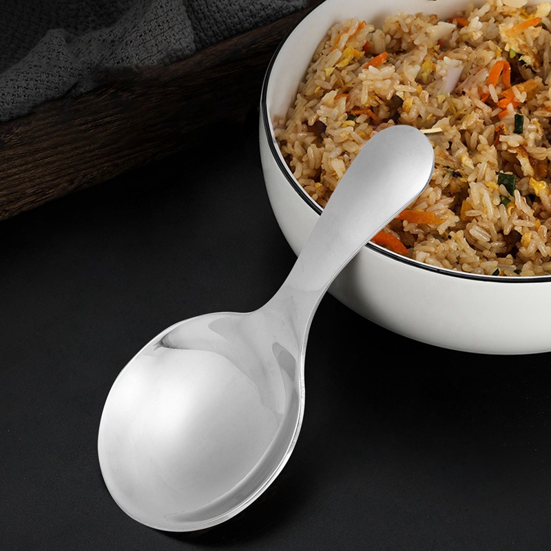 Set 10 Muỗng Thép Không Gỉ Tay Cầm Ngắn Màu Bạc Thời Trang