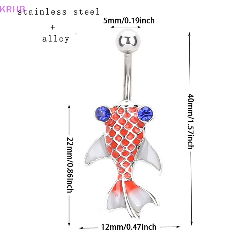 Khuyên Rốn Hình Cá Vàng Bằng Thép Không Gỉ Đính Đá Thời Trang Cho Nữ Mới