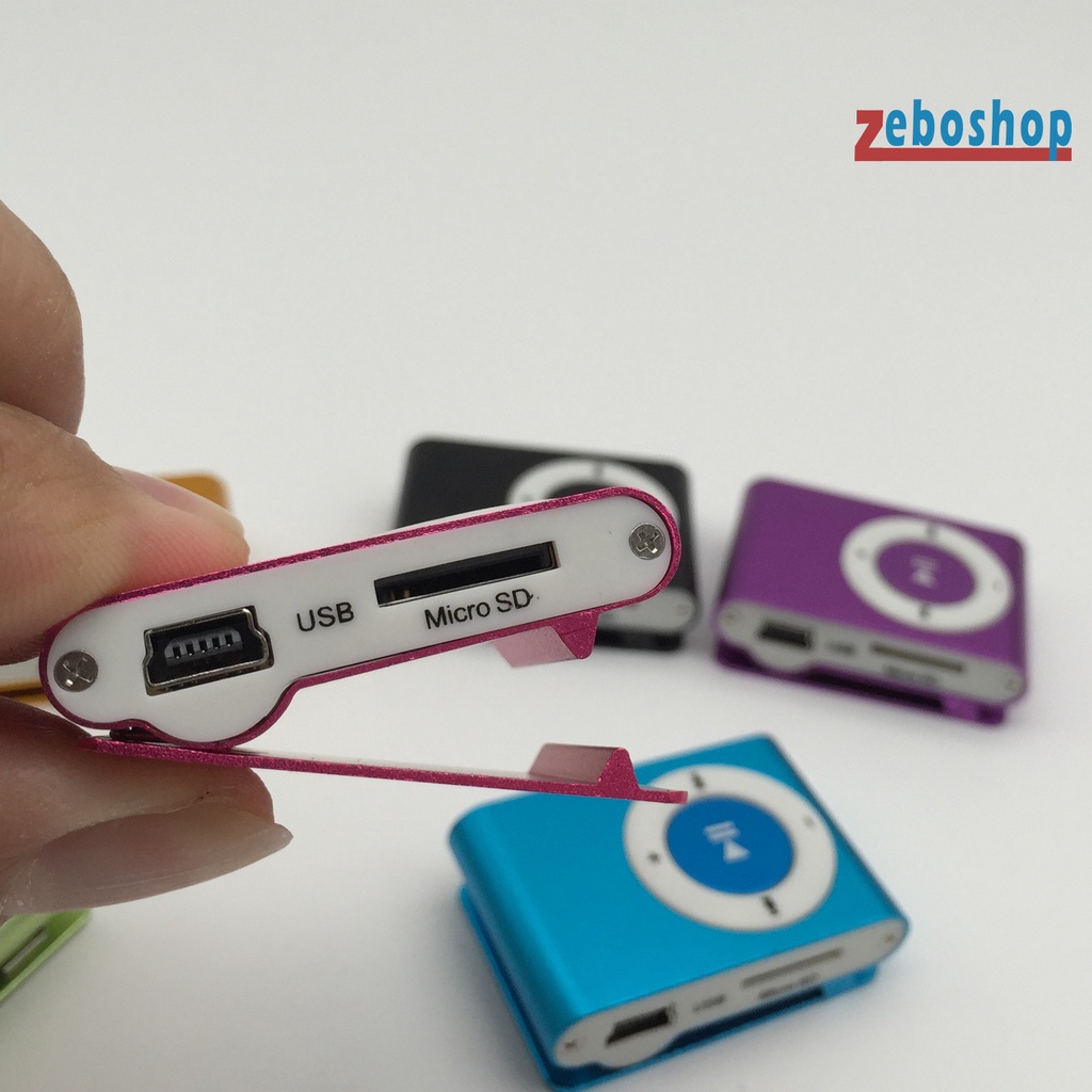 Máy Nghe Nhạc MP3 Mini Có Kẹp Kim Loại Cổng USB Hỗ Trợ Thẻ TF