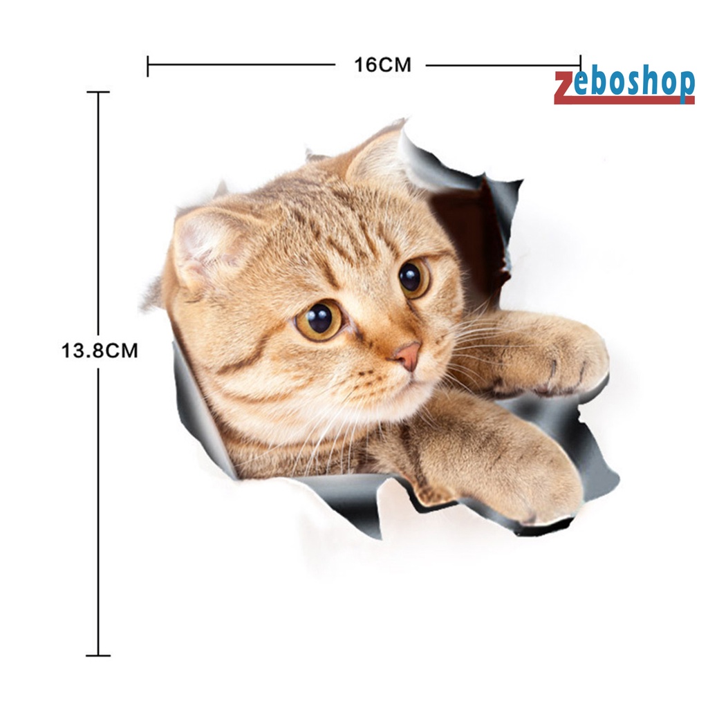Sticker Dán Xe Hơi Tạo Hiệu Ứng 3D Chống Nước Không Phai Hình Mèo Dễ Thương
