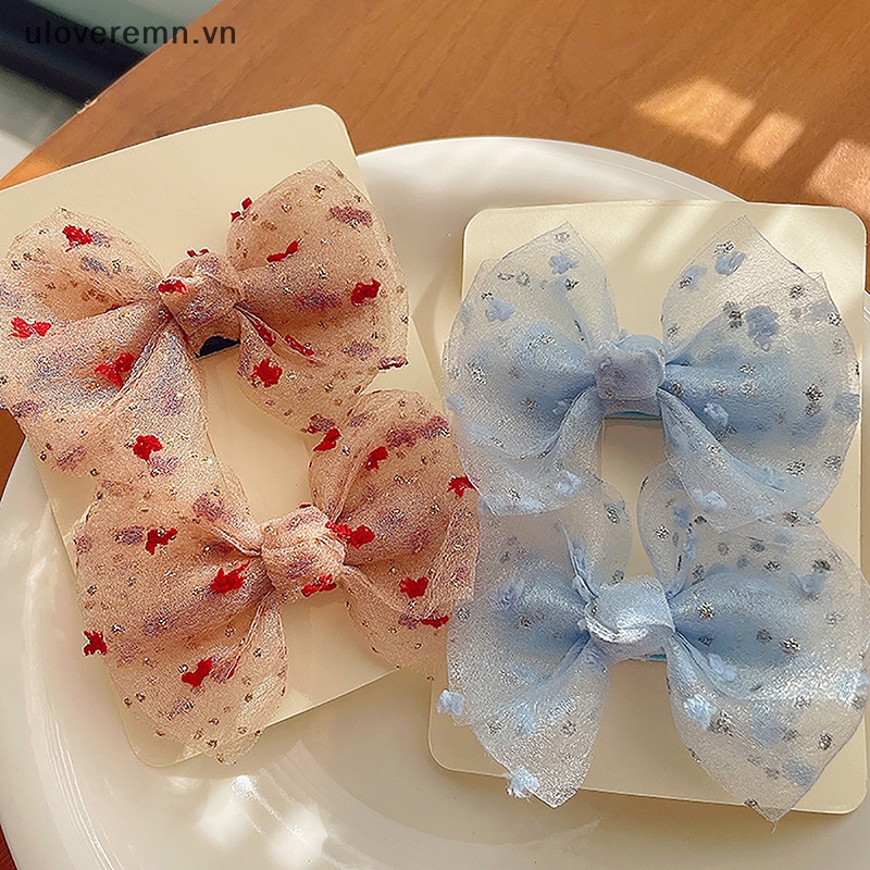 Kẹp Tóc Nơ Họa Tiết Chấm Bi Phong Cách Hàn Quốc Cho Bé Gái