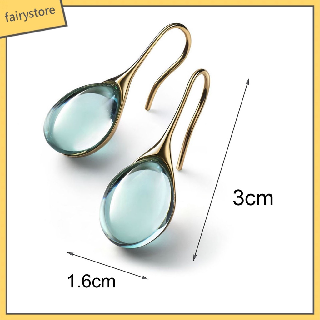 1 Đôi Bông Tai Hình Giọt Nước Đính Pha Lê Giả Trong Suốt Dành Cho Nữ