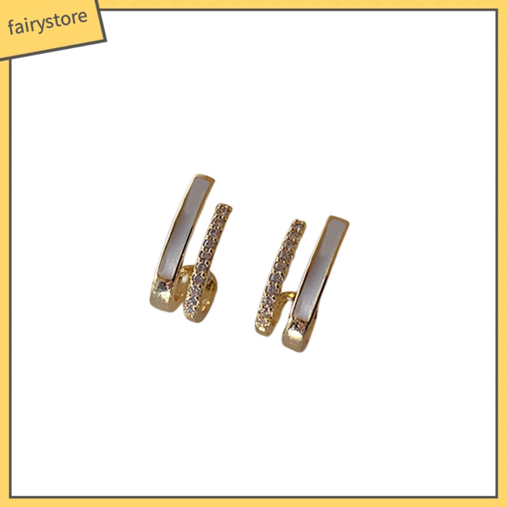 [FRO] 1 Đôi Bông Tai Thanh Dọc Dát Đá Zircon Nhẹ Nhàng Thủ Công Mỹ Nghệ Hàng Ngày Cho Nữ