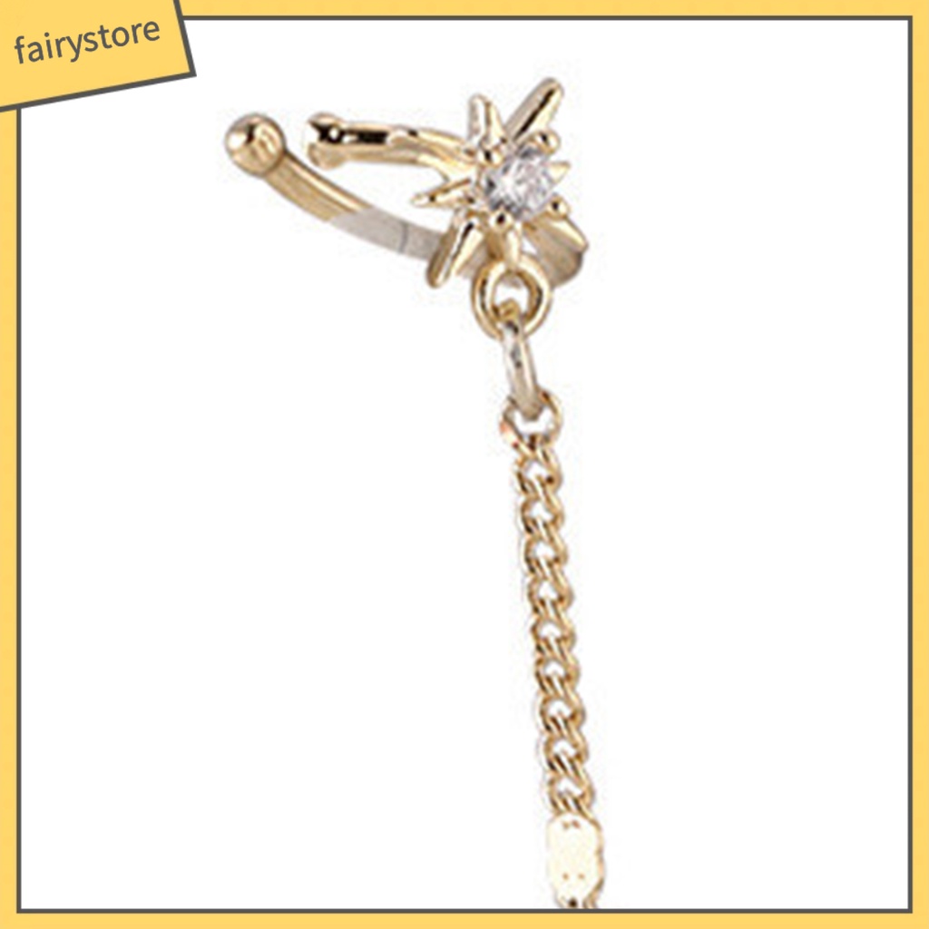 1 Bông Tai Hình Mặt Trăng Đính Đá Lấp Lánh Dễ Phối Đồ Dành Cho Nữ