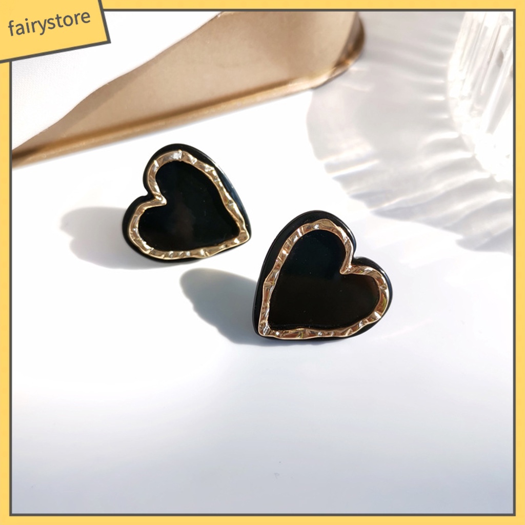 1 Đôi Bông Tai Hình Trái Tim Tráng Men Tinh Tế Dành Cho Nữ