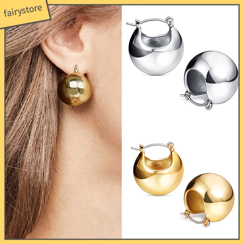 1 Đôi Bông Tai Hình Tròn Phong Cách Punk Tinh Tế Dành Cho Nữ