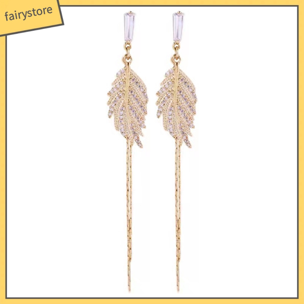 1 Đôi Bông Tai Hình Chiếc Lá Đính Đá Lấp Lánh Dành Cho Nữ