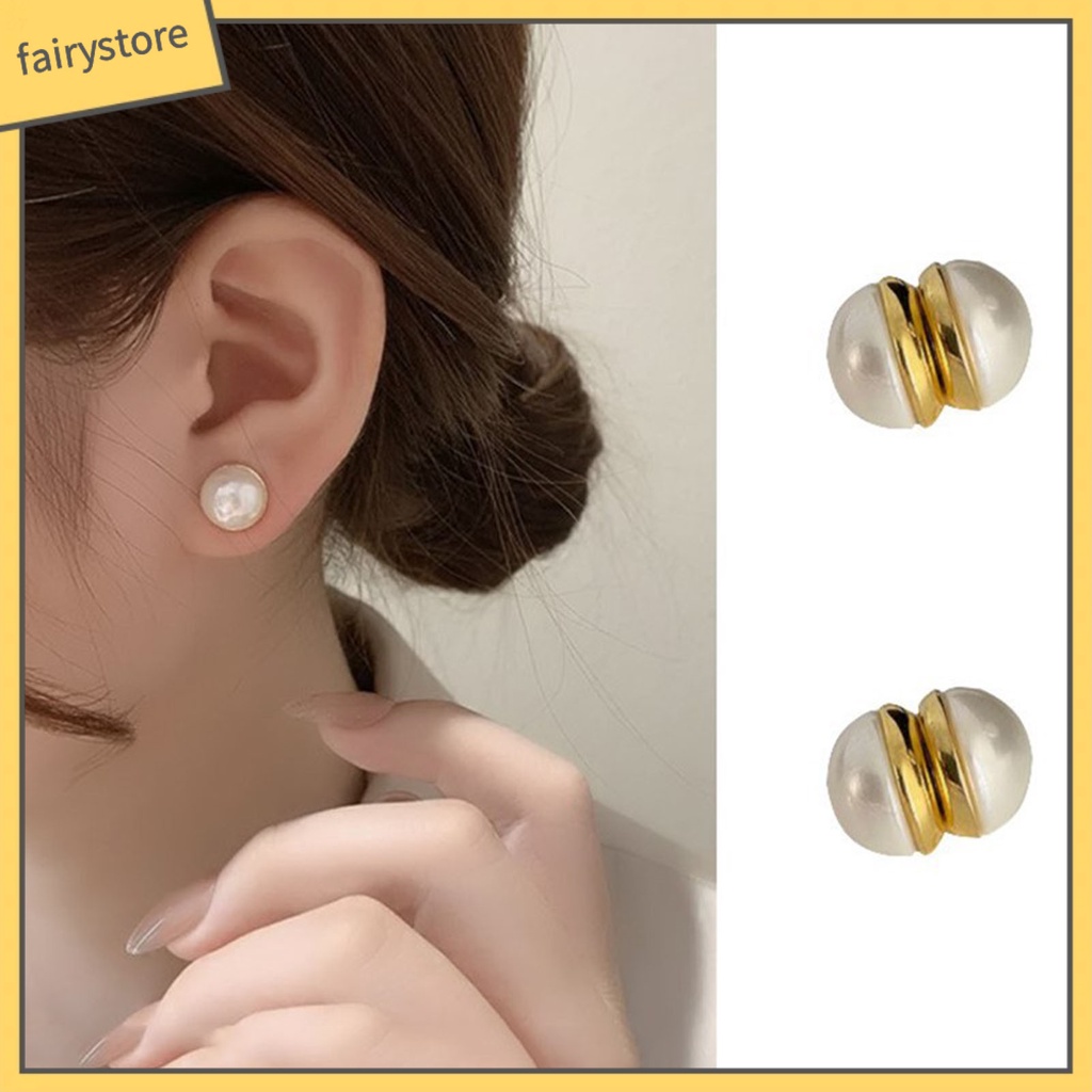 Set 1 / 2 Đôi Bông Tai Kẹp Đính Đá / Ngọc Trai / Vuông / Trái Tim Thời Trang Cho Nữ