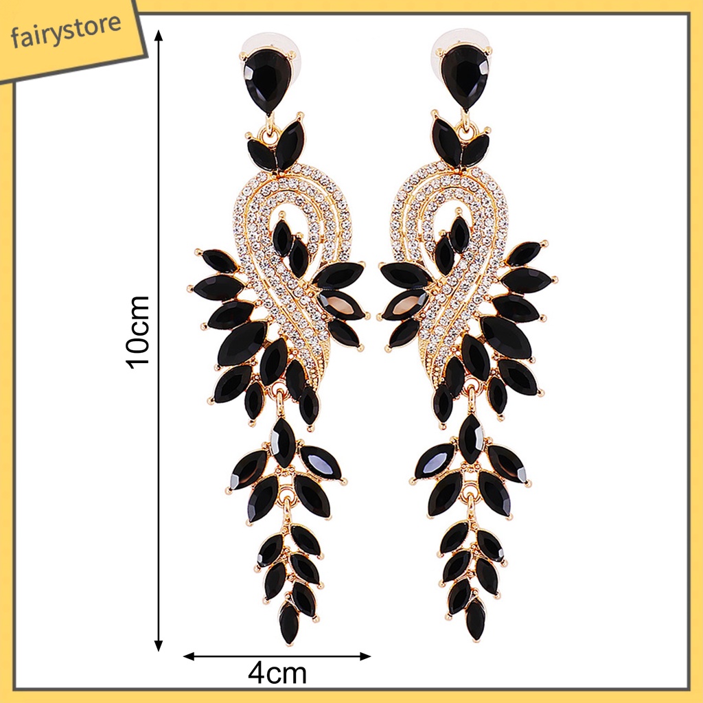 1 Đôi Bông Tai Hình Học Dáng Dài Đính Pha Lê Trang Nhã Dành Cho Cô Dâu