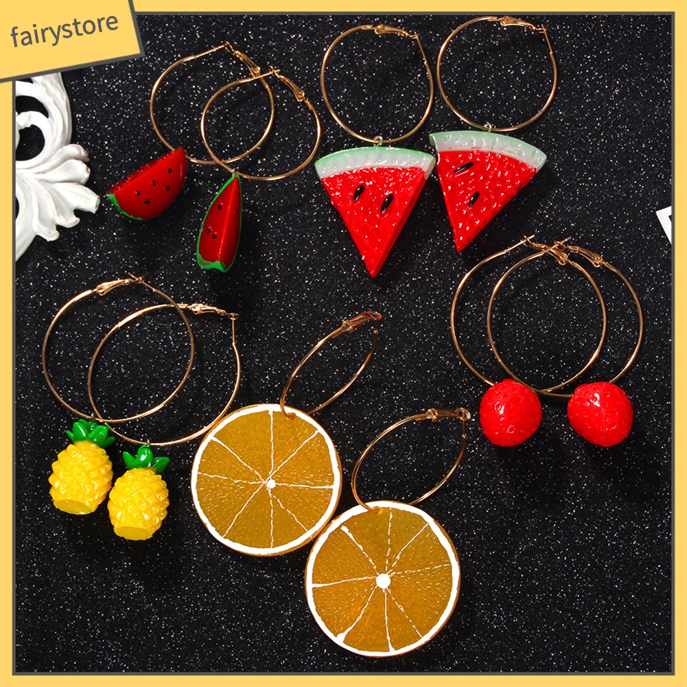 Khuyên Tai Tròn Hình Trái Cây Dễ Thương Cho Nữ