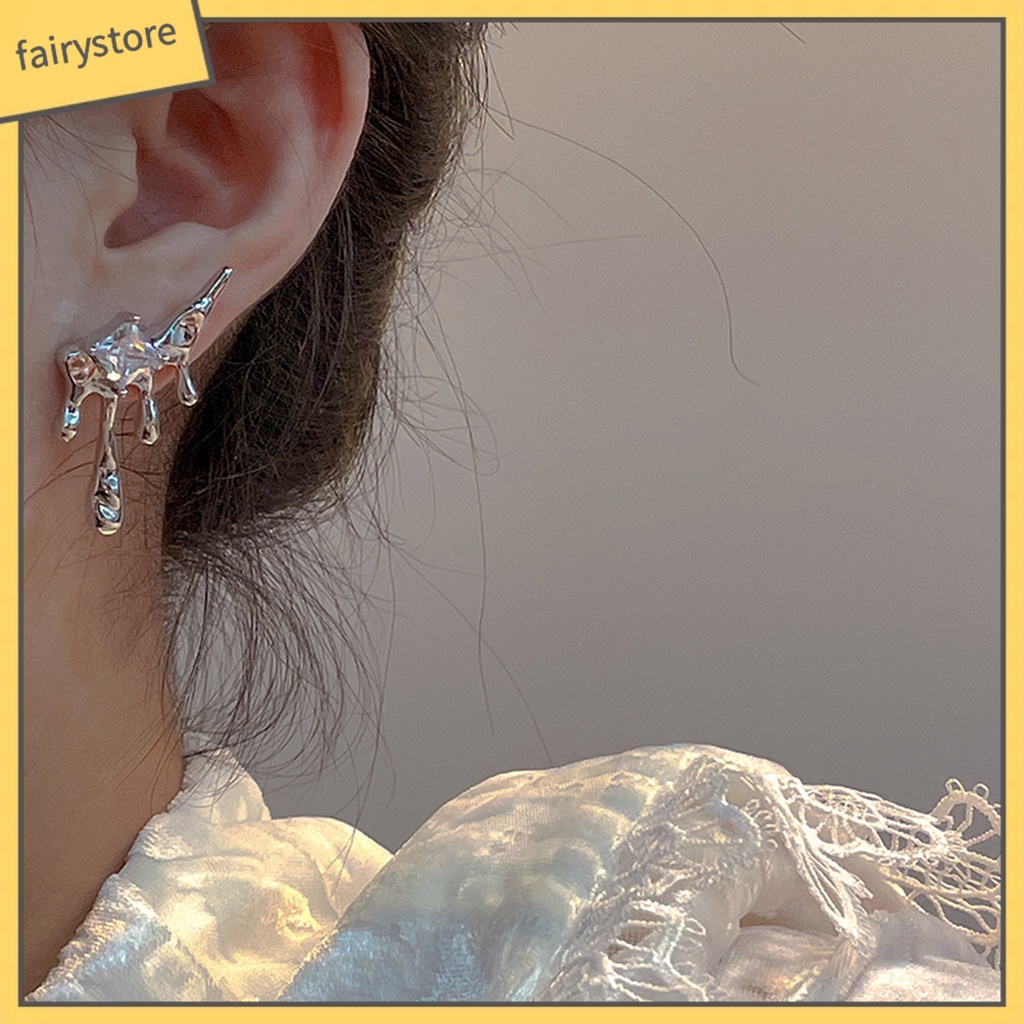 1 Đôi Bông Tai Hình Giọt Nước Đính Đá Zircon Thời Trang Cho Nữ