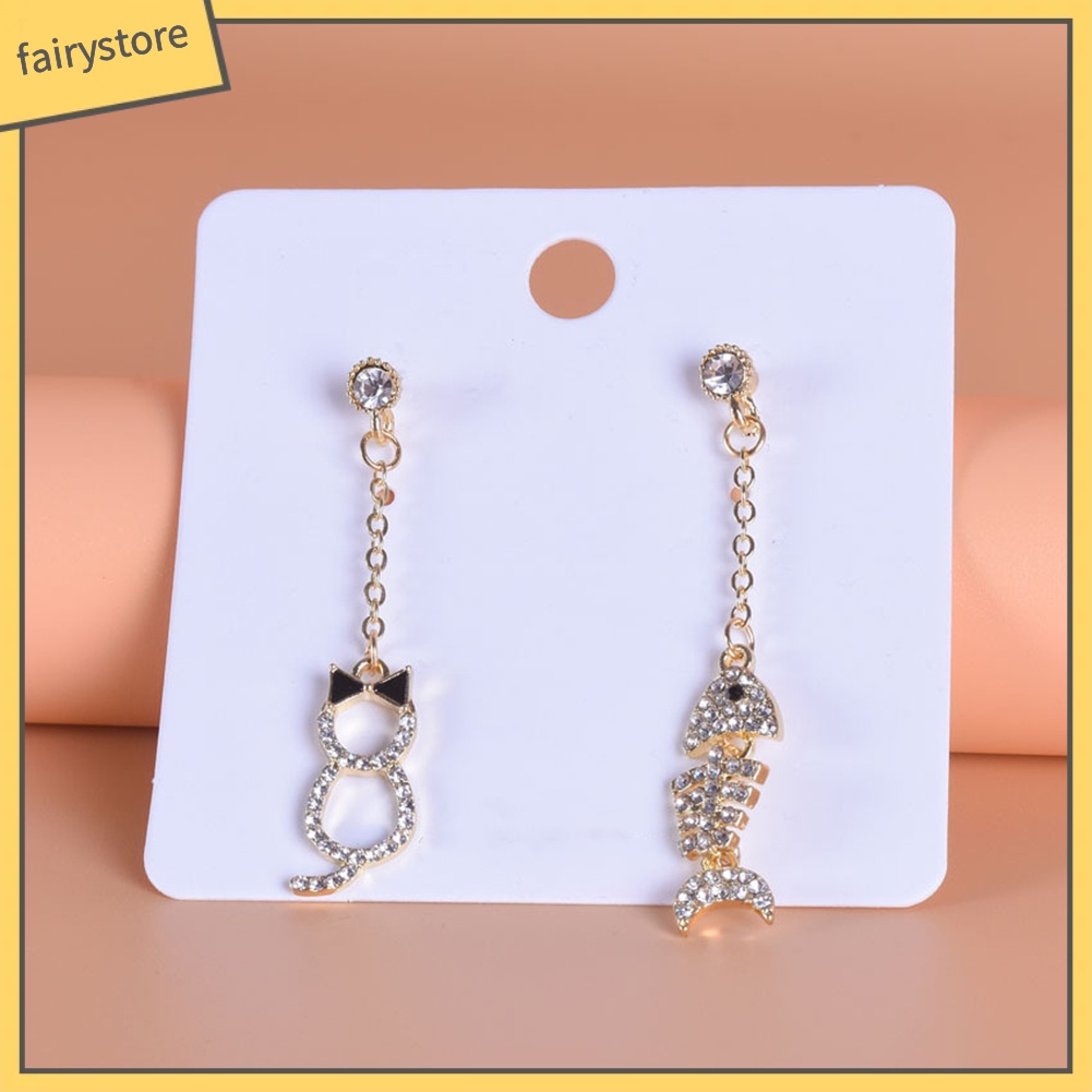 Bông Tai Dáng Dài Hình Xương Cá / Mèo Thời Trang Dự Tiệc Cho Nữ