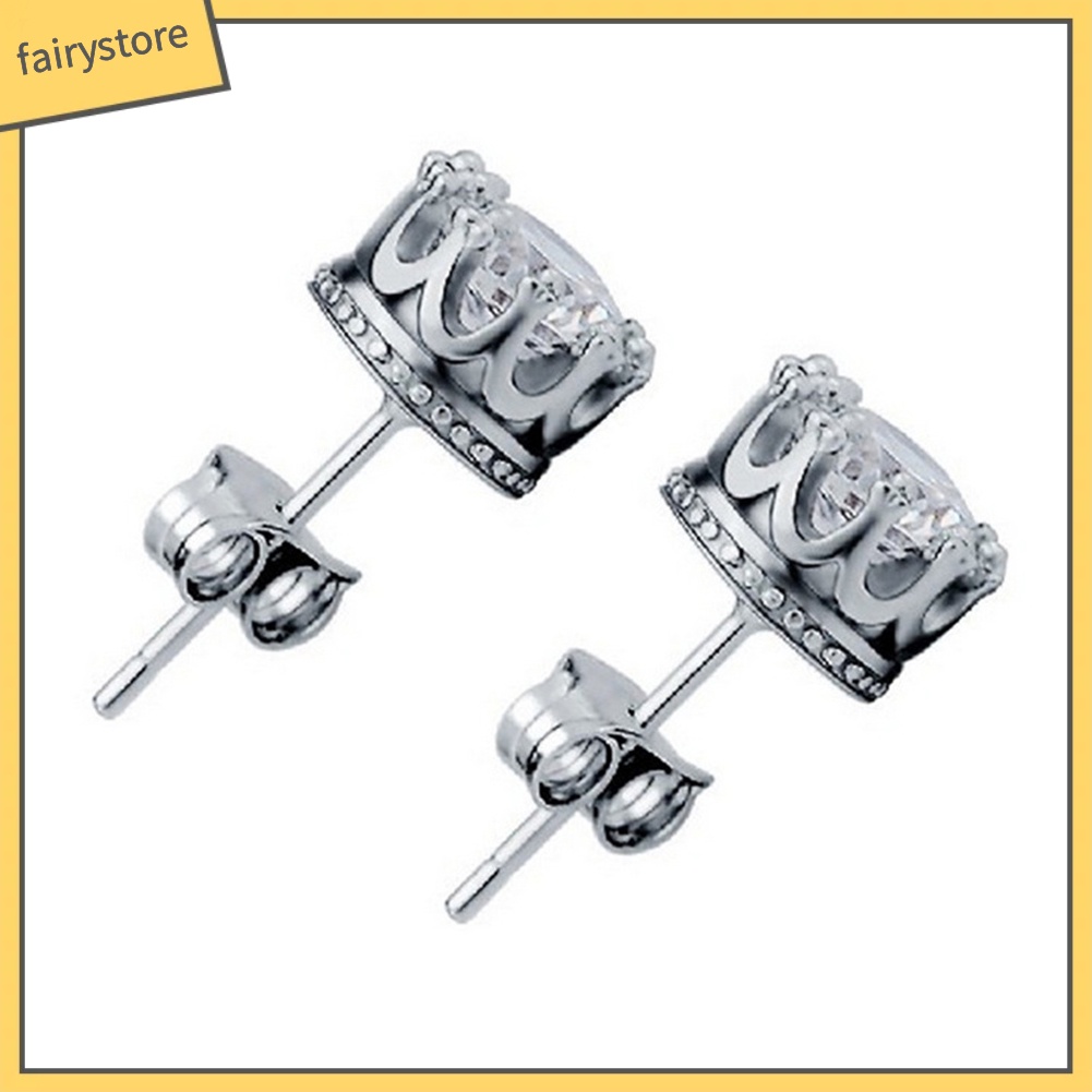 Bông Tai Hình Tròn Khắc Họa Tiết Đính Đá Zircon Thời Trang Cho Nữ