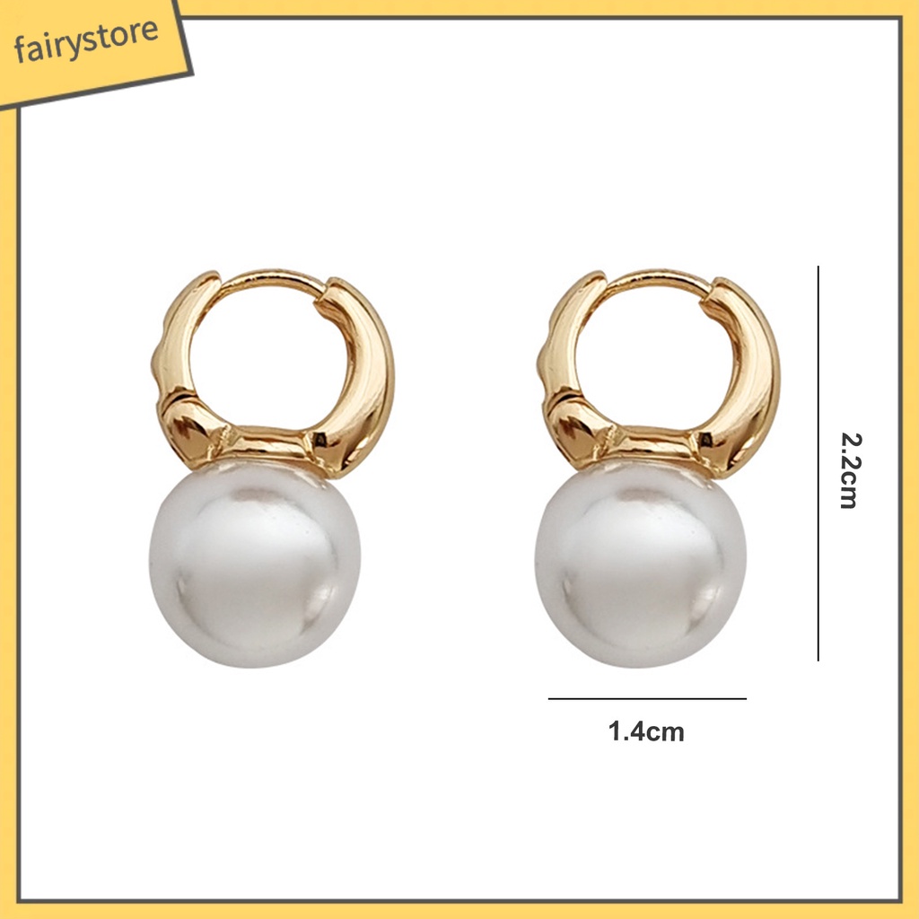 1 Đôi Bông Tai Hình Học Đính Ngọc Trai Nhân Tạo Phong Cách Hong Kong Thời Trang