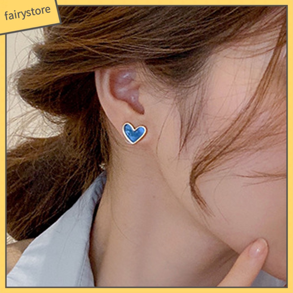 1 Đôi Bông Tai Hình Trái Tim Bằng Hợp Kim Mạ Điện Tinh Tế