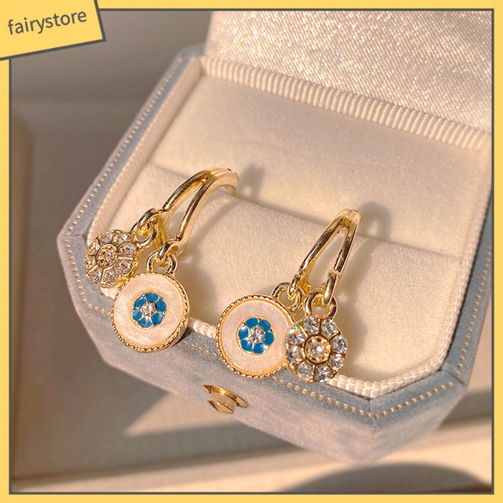 1 Đôi Bông Tai Đính Đá Phong Cách Pháp Cổ Điển Dành Cho Nữ