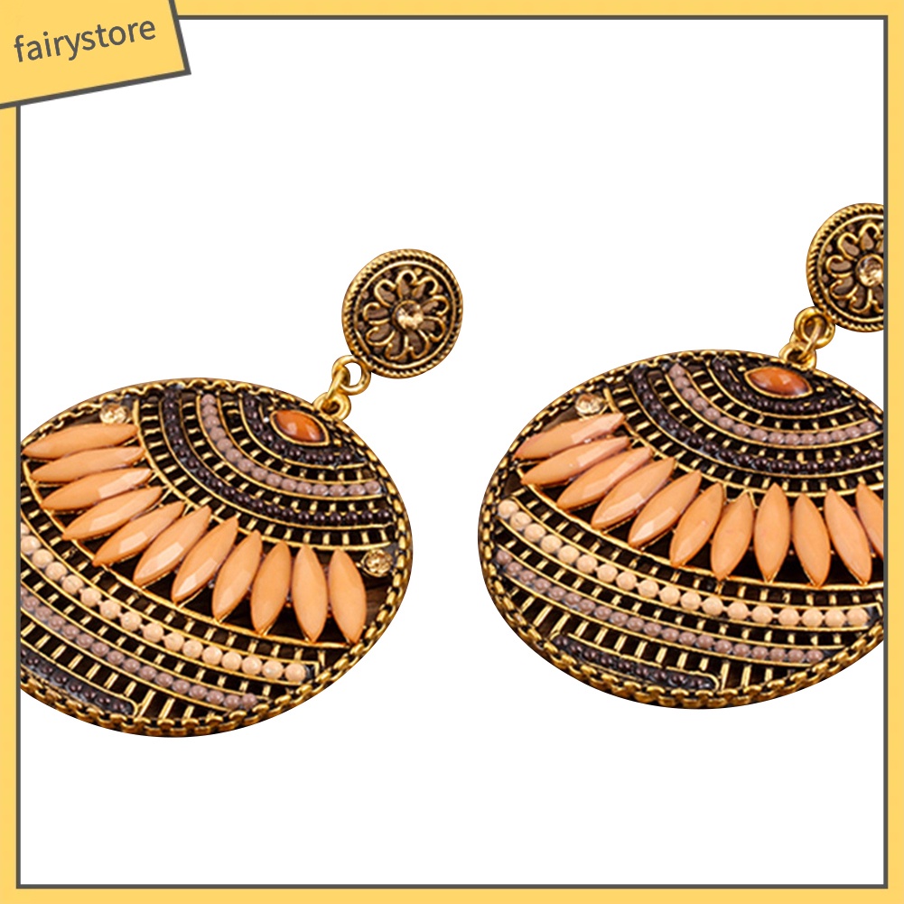 Đôi Khuyên Tai Dài Bản Tròn Kiều Boho Thời Trang Cho Nữ