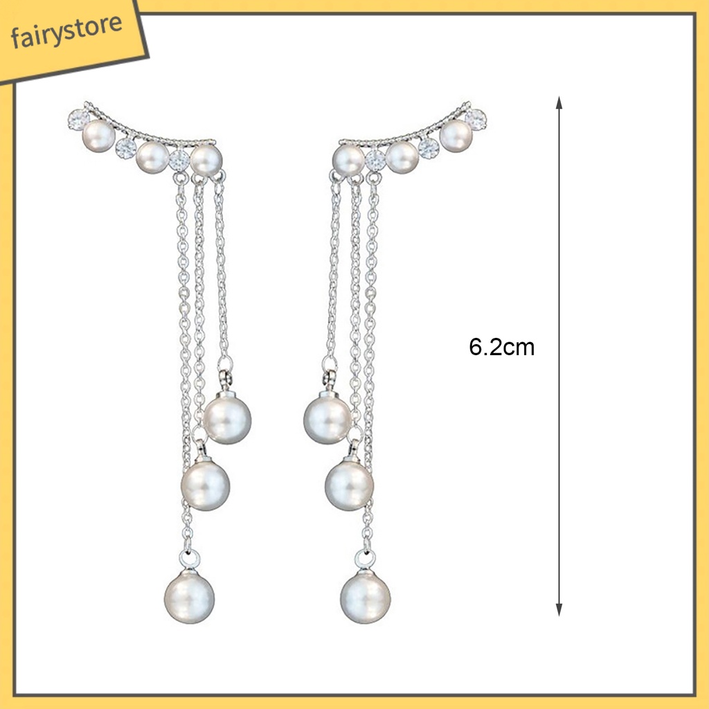 Bông Tai Dáng Dài Đính Ngọc Trai Nhân Tạo Phối Tua Rua Thân Thiện Với Môi Trường Thời Trang Cho Nữ