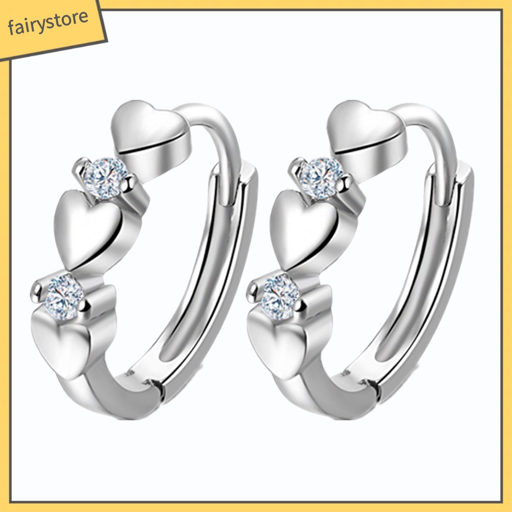 Bông Tai Hình Trái Tim Đính Đá Zircon [FRO] Thanh Lịch Cho Nữ